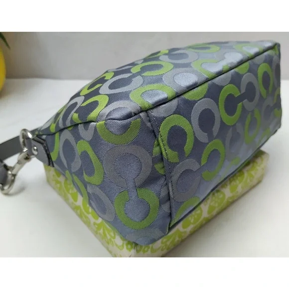 Coach Gray Canvas Leather Trim Zipper Closure Small Hobo Bag - Picture 6 of 12